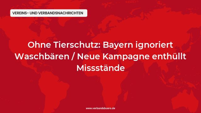 Pressemeldung:Ohne Tierschutz: Bayern ignoriert Waschbären / Neue Kampagne enthüllt Missstände