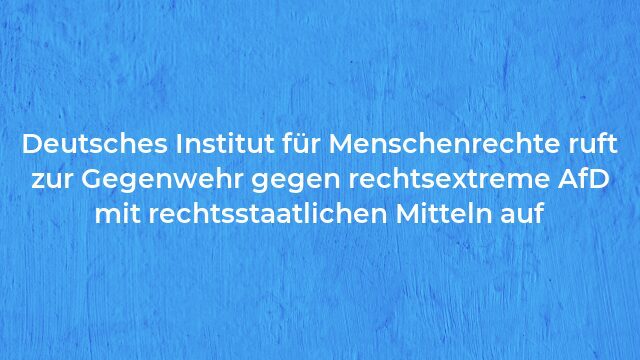 Pressemeldung:Deutsches Institut für Menschenrechte ruft zur Gegenwehr gegen rechtsextreme AfD mit rechtsstaatlichen Mitteln auf